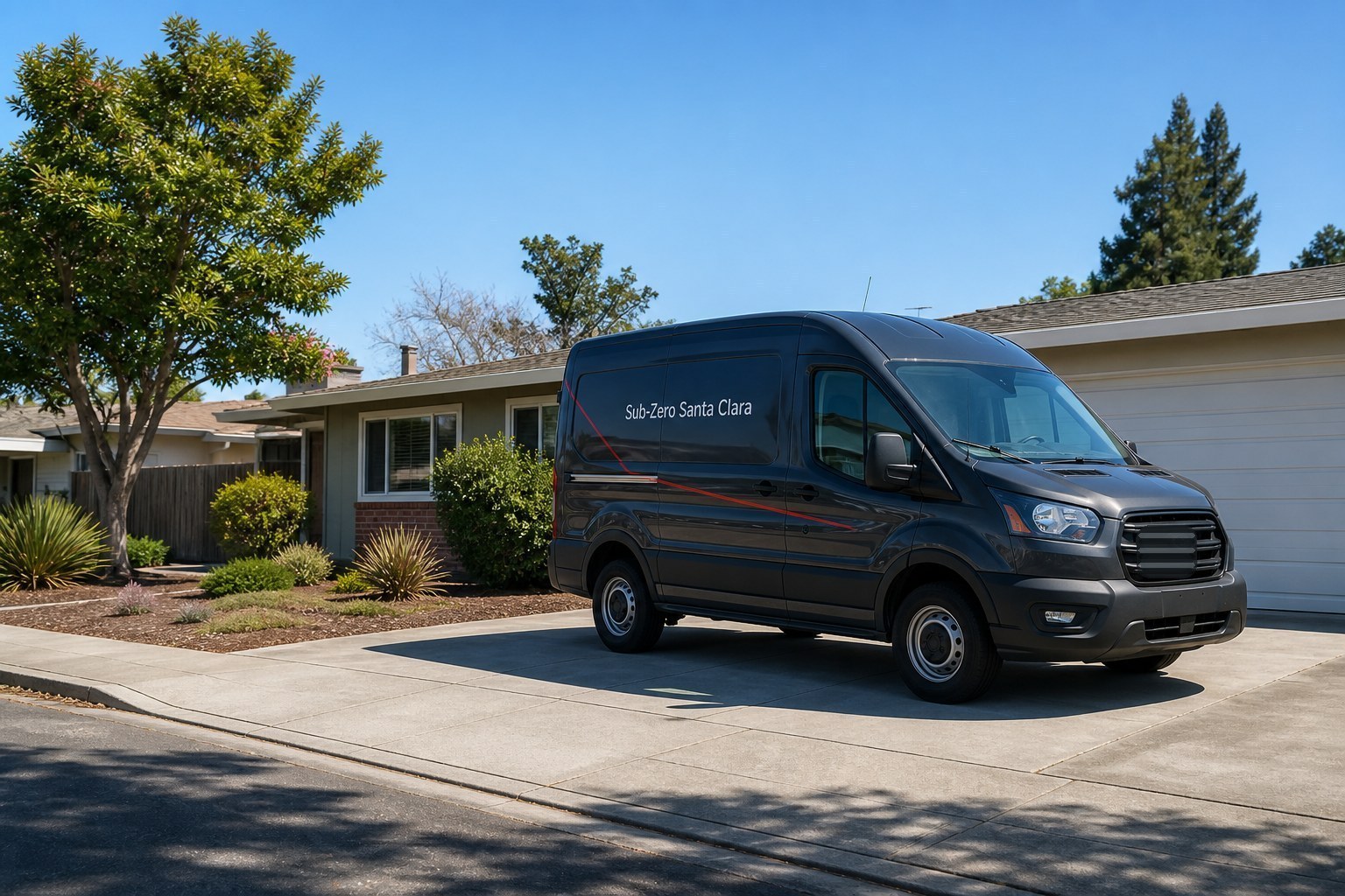 Sub-Zero Santa Clara service van parked at a South Bay home near San Jose